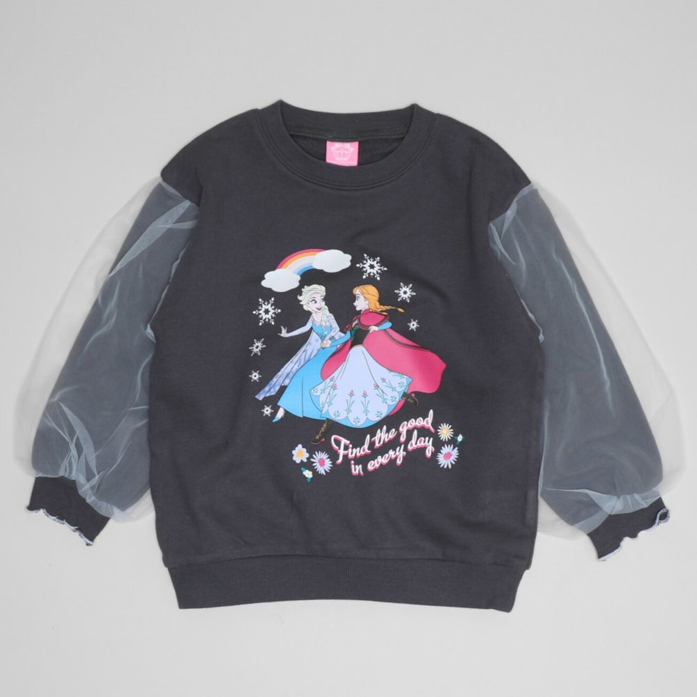 【ベビードール】アナ エルサ チュール袖トレーナー 1571K / ベビーサイズ キッズ トップス 長袖 トレーナー クルーネック ガーリー