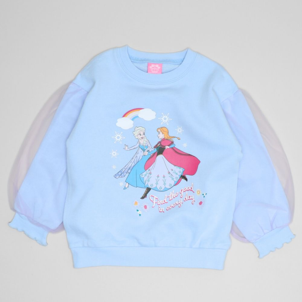 【ベビードール】アナ エルサ チュール袖トレーナー 1571K / ベビーサイズ キッズ トップス 長袖 トレーナー クルーネック ガーリー