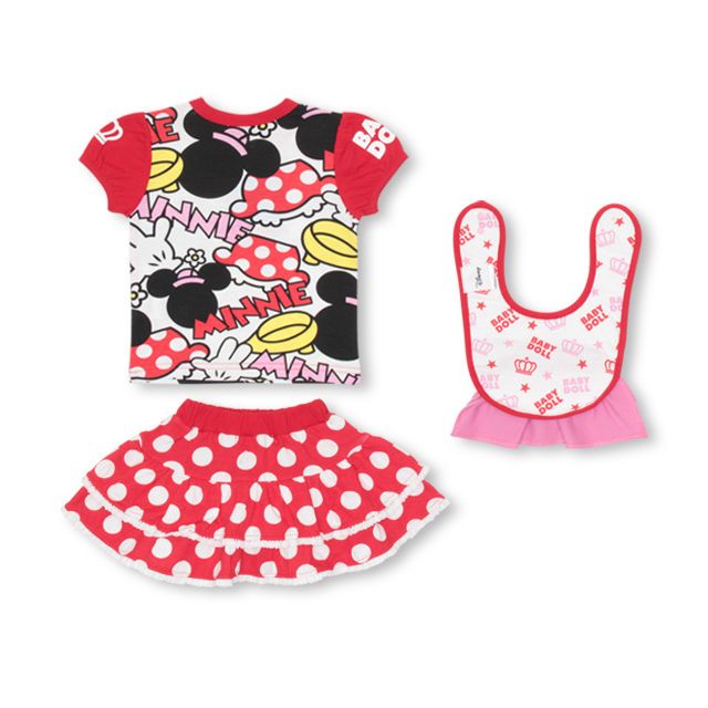 【ベビードール】ミニー ギフトBOX付き 3点ギフトセット 1956B 【DY】 / ベビーサイズ 赤ちゃん 出産祝い 贈り物 プレゼント ベビー服 ベビー用品 半袖 Tシャツ スカート ブルマ コーデセット スタイ 仮装 コスチューム コスプレ