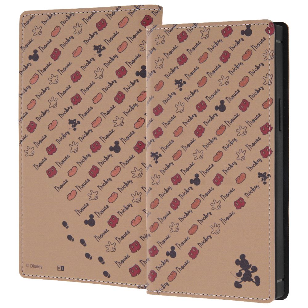 ミッキーマウス モチーフ柄 手帳型レザーケース Squl