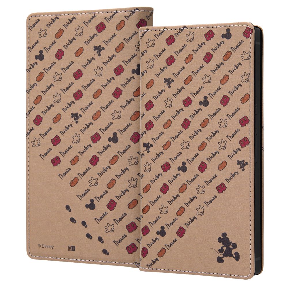 ミッキーマウス モチーフ柄 手帳型レザーケース Squl