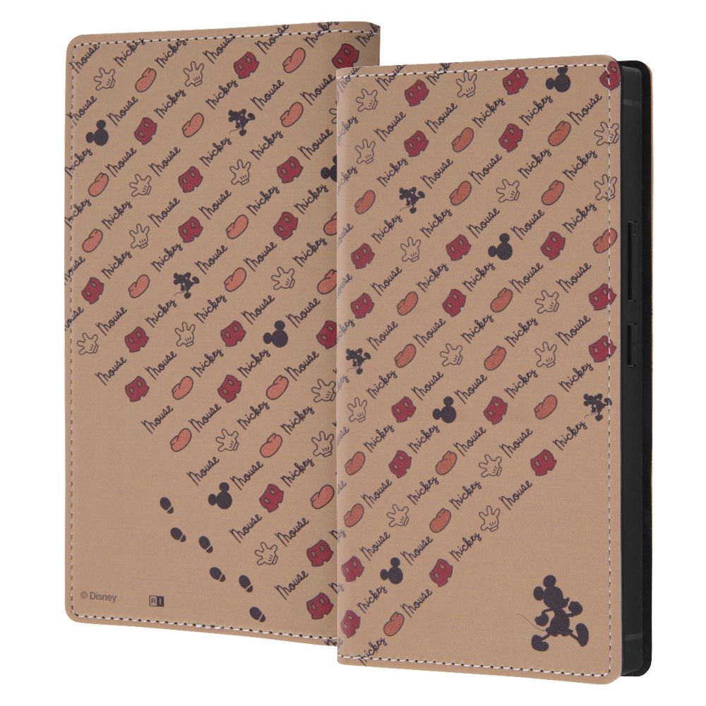 ミッキーマウス モチーフ柄 手帳型レザーケース Squl