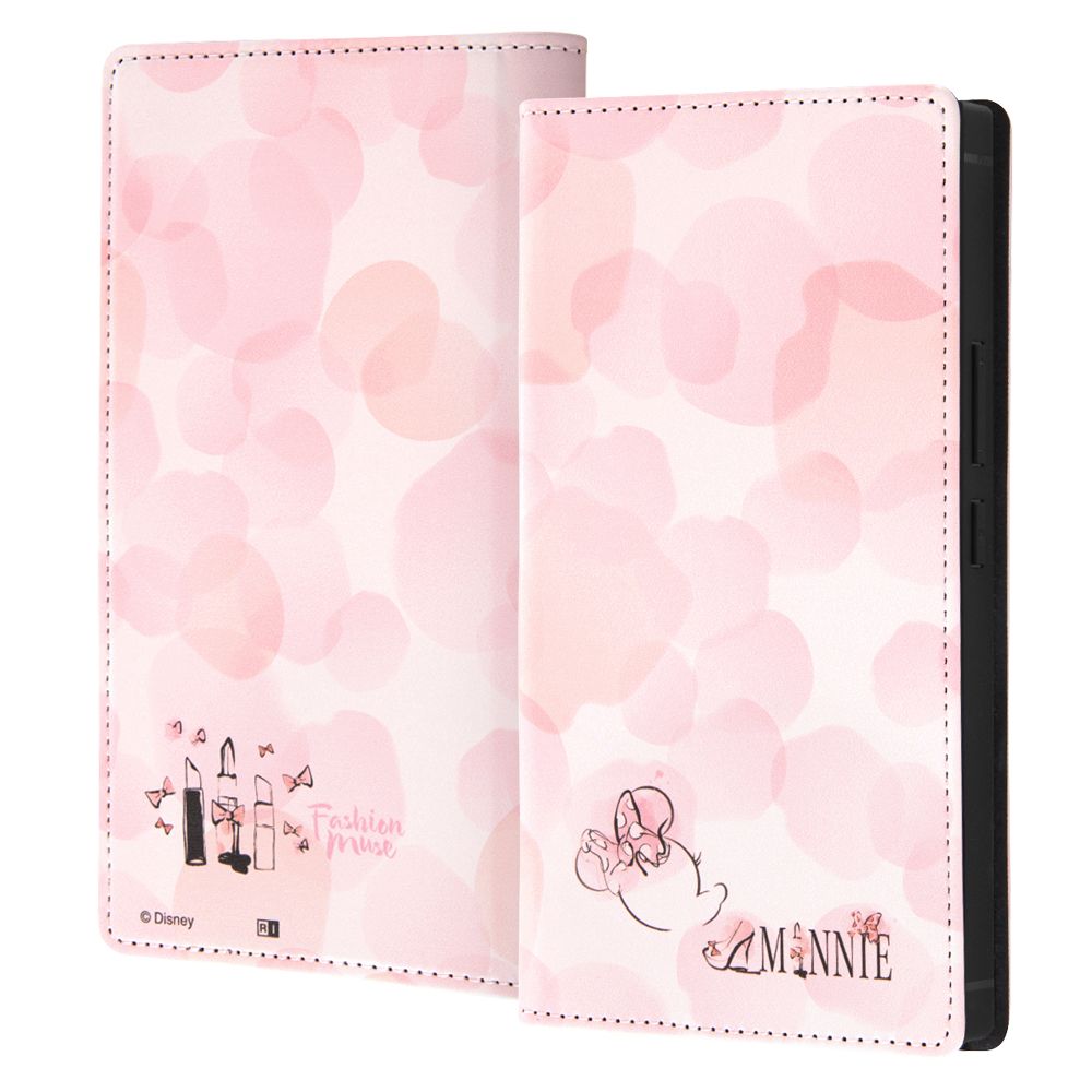 ミニーマウス 水彩柄 手帳型レザーケース Squl