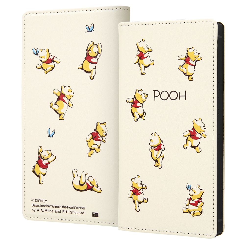 くまのプーさん 総柄 手帳型レザーケース Squl