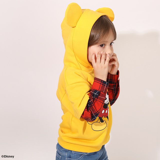 公式 ショップディズニー ベビードール ディズニー チェックレイヤード切替パーカー 7074k