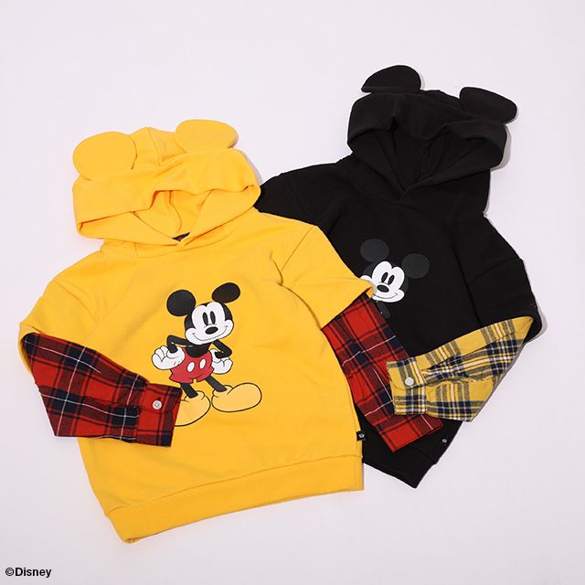 公式 ショップディズニー ベビードール ディズニー チェックレイヤード切替パーカー 7074k