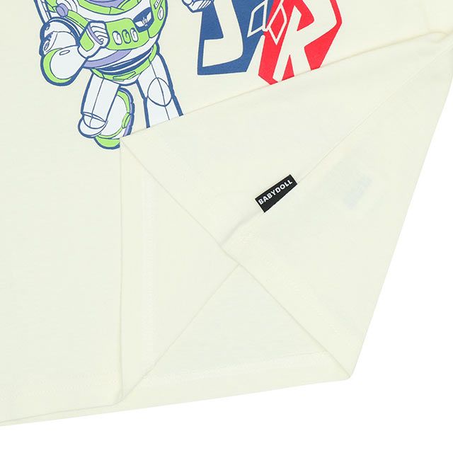 【ベビードール】バズライトイヤー キャラクターフードロンT 7054K / ベビーサイズ キッズ トップス 長袖 薄手 フード部分ニットデニム素材 重ね着に使える 天竺素材