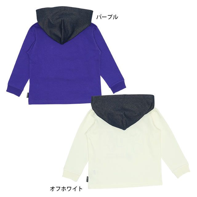 【ベビードール】バズライトイヤー キャラクターフードロンT 7054K / ベビーサイズ キッズ トップス 長袖 薄手 フード部分ニットデニム素材 重ね着に使える 天竺素材