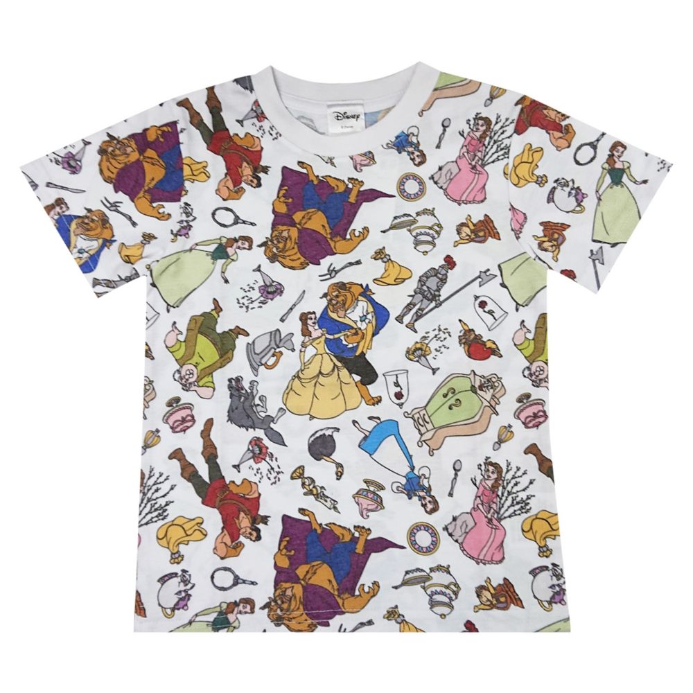 公式 ショップディズニー ディズニー 美女と野獣 総柄プリント Kids ｔシャツ ぎっしり