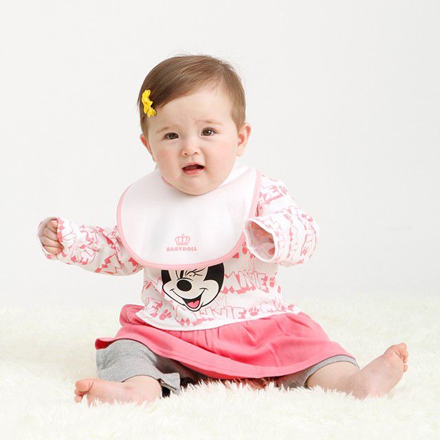 【ベビードール】ミニー ギフトBOX付き 3点ギフトセット 4330B 【DY】 oa20 / ベビーサイズ 赤ちゃん 出産祝い 贈り物 プレゼント ベビー服 ベビー用品 長袖 ロンパース ケープ スタイ コーデセット