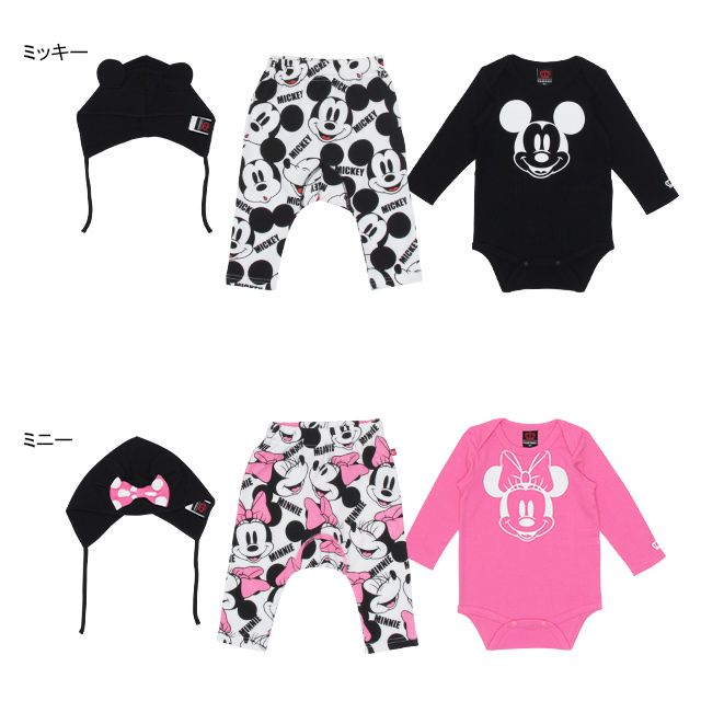 【ベビードール】ミニー ギフトBOX付き 3点ギフトセット 4331B 【DY】 oa20 / ベビーサイズ 赤ちゃん 出産祝い 贈り物 プレゼント ベビー服 ベビー用品 長袖 ロンパース ズボン モンキーパンツ 耳付き帽子 コーデセット