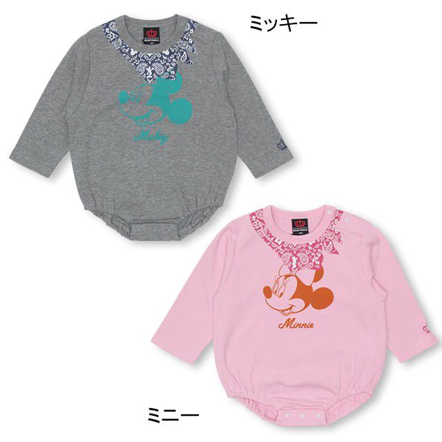 【ベビードール】ミニー バンダナキャラクターボディスーツ 4417B oa20 / ベビーサイズ 赤ちゃん 出産祝い 贈り物 プレゼント ベビー服 肌着 ロンパース オールシーズン