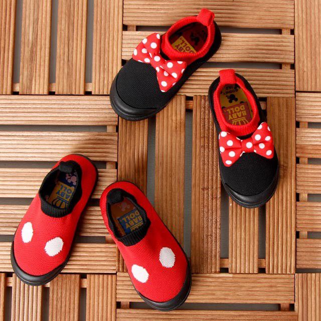 【ベビードール】ミッキー ソックスシューズ 4581 / キッズ シューズ 靴 くつ スニーカー スリッポン 履き口総ゴム
