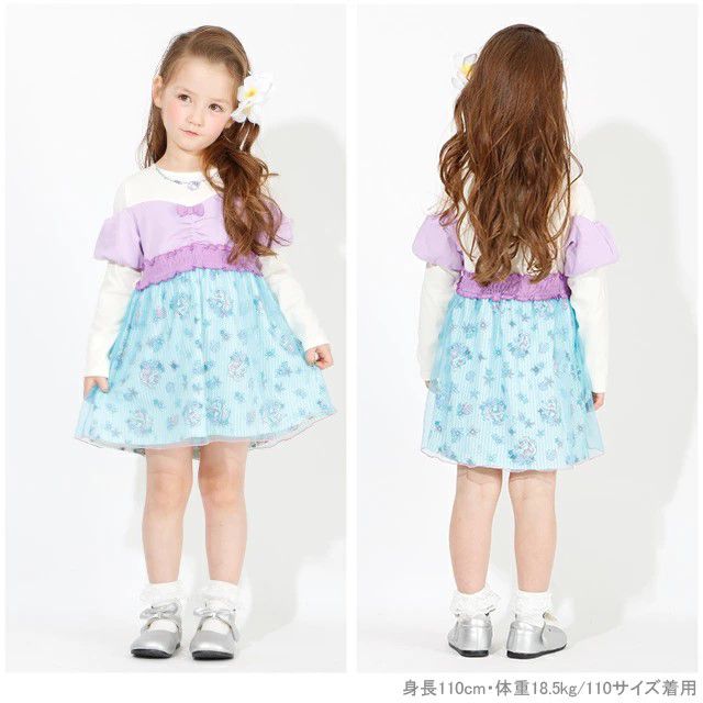 【ベビードール】アリエル プリンセス / なりきるワンピース 4600K oa20 / ベビーサイズ キッズ ワンピ ドレス 長袖 スカート 仮装 コスチューム コスプレ ガーリー お姫様