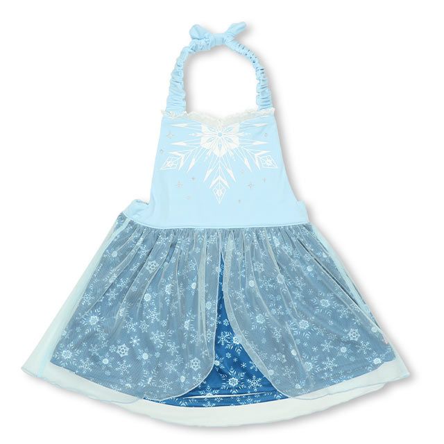 【ベビードール】エルサ なりきるエプロンワンピース 4803K os21 / キッズ ワンピ ドレス エプロン ノースリーブ ホルターネック スカート ウエスト部分総ゴム（サイズ調節可） 楽ちん 仮装 コスチューム コスプレ ガーリー お姫様