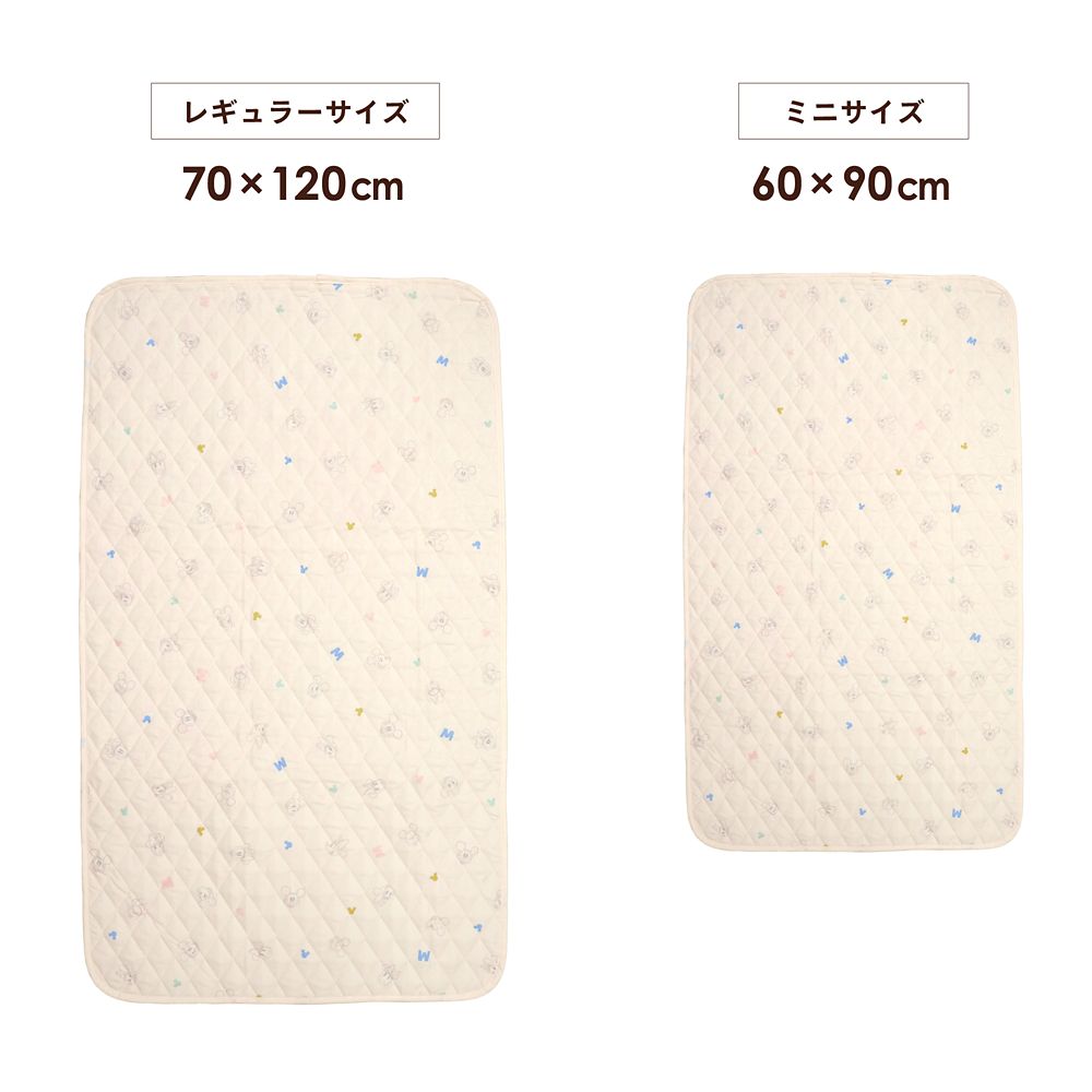 ミッキー＆ミニー 防水キルトパッド 選べる2サイズ 吸水加工 NZ3226-D/E