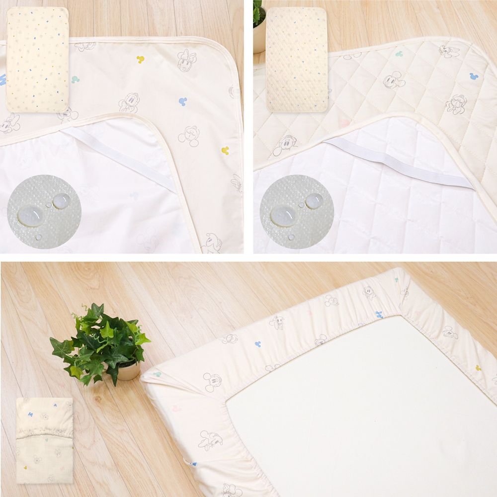 ミッキー＆ミニー 固わた敷き布団 4点セット マットレス 防水シーツ キルトパッド シーツ 選べる2サイズ NZ3226-VS/WS