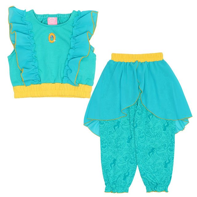 【ベビードール】ジャスミン なりきるワンピース 5127K / ベビーサイズ キッズ トップス 半袖 上下セパレート ズボン パンツ シフォン フリル ウエスト総ゴム プリンセス 仮装 コスチューム コスプレ