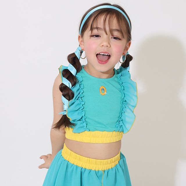 【ベビードール】ジャスミン なりきるワンピース 5127K / ベビーサイズ キッズ トップス 半袖 上下セパレート ズボン パンツ シフォン フリル ウエスト総ゴム プリンセス 仮装 コスチューム コスプレ