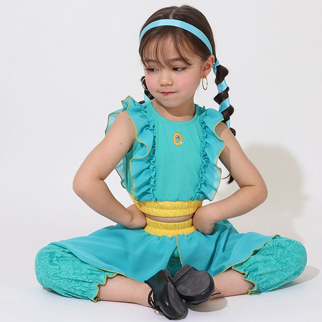【ベビードール】ジャスミン なりきるワンピース 5127K / ベビーサイズ キッズ トップス 半袖 上下セパレート ズボン パンツ シフォン フリル ウエスト総ゴム プリンセス 仮装 コスチューム コスプレ
