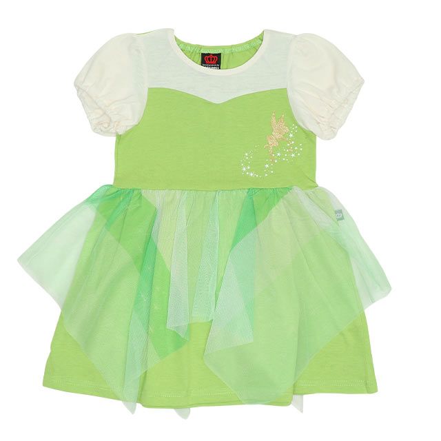 【ベビードール】ティンカーベル なりきるワンピース 5127K / ベビーサイズ キッズ トップス 半袖 チュール パフスリーブ ウエストゴム入り 仮装 コスチューム コスプレ