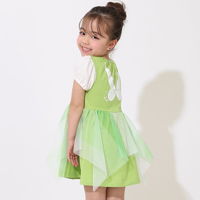 【ベビードール】ティンカーベル なりきるワンピース 5127K / ベビーサイズ キッズ トップス 半袖 チュール パフスリーブ ウエストゴム入り 仮装 コスチューム コスプレ