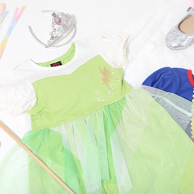 【ベビードール】ティンカーベル なりきるワンピース 5127K / ベビーサイズ キッズ トップス 半袖 チュール パフスリーブ ウエストゴム入り 仮装 コスチューム コスプレ