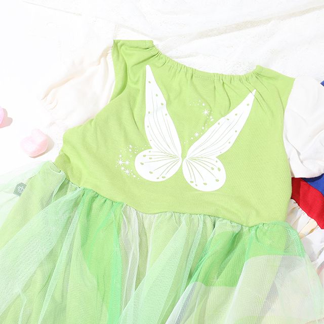 【ベビードール】ティンカーベル なりきるワンピース 5127K / ベビーサイズ キッズ トップス 半袖 チュール パフスリーブ ウエストゴム入り 仮装 コスチューム コスプレ