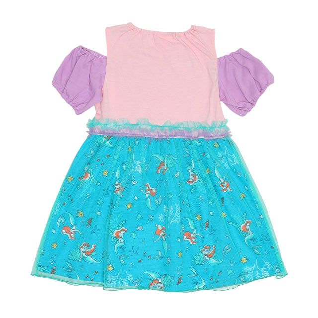 【ベビードール】アリエル なりきるワンピース 5127K / ベビーサイズ キッズ トップス 半袖 チュール フリル パフスリーブ ウエストゴム入り 立体モチーフ プリンセス 仮装 コスチューム コスプレ