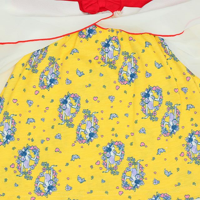 【ベビードール】白雪姫 なりきるワンピース 5127K / ベビーサイズ キッズ トップス 半袖 シフォン フリル パフスリーブ ウエストゴム入り リボンモチーフ プリンセス 仮装 コスチューム コスプレ