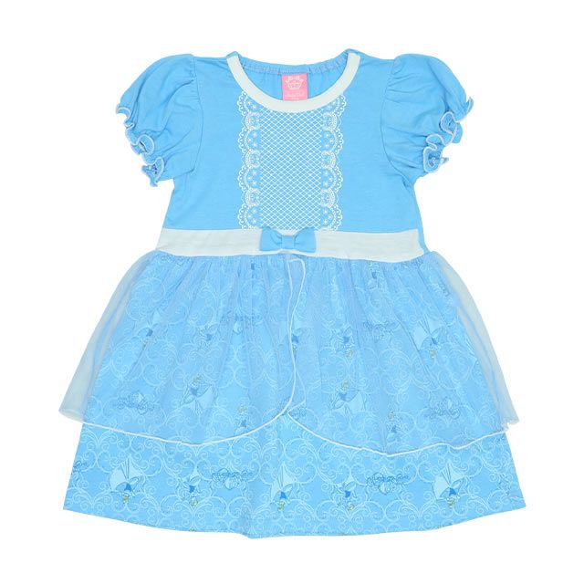 【ベビードール】シンデレラ なりきるワンピース 5127K / ベビーサイズ キッズ トップス 半袖 チュール パフスリーブ ウエストゴム入り リボンモチーフ プリンセス 仮装 コスチューム コスプレ