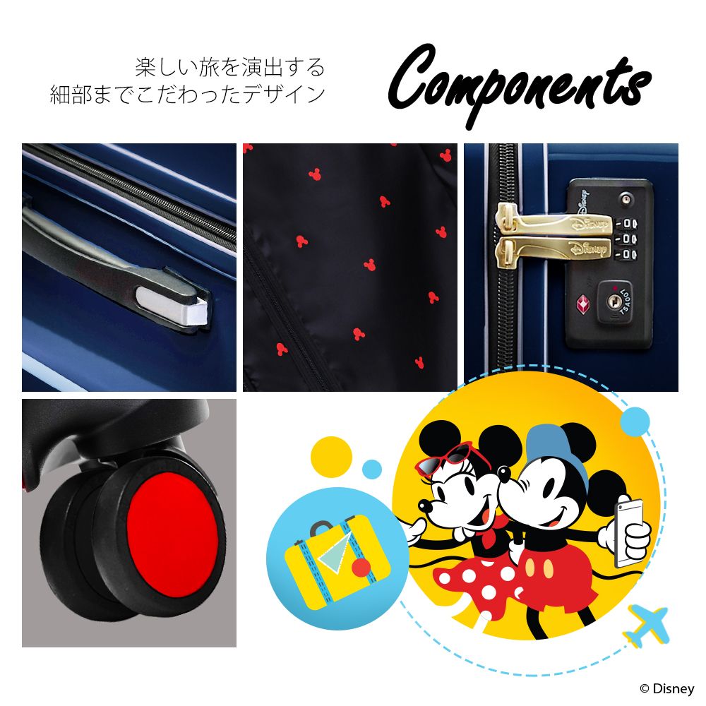 【deseno】ディズニー　ミッキーマウス　スーツケース　青　ジッパータイプ