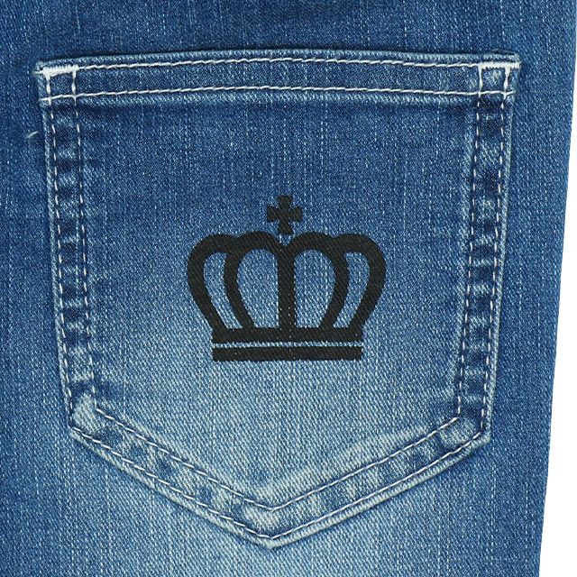 【ベビードール】ミッキー キャラクターワッペンロングパンツ 5390K oa21 / ベビーサイズ キッズ ボトム 長ズボン ジーパン ジーンズ デニム ウエスト総ゴム ゴム穴付き ベルトループ フェイクボタン