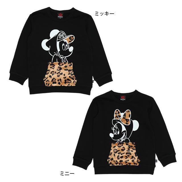 【ベビードール】ミニー 親子お揃い ヒョウ柄ボアポケットトレーナー 5580K oa21