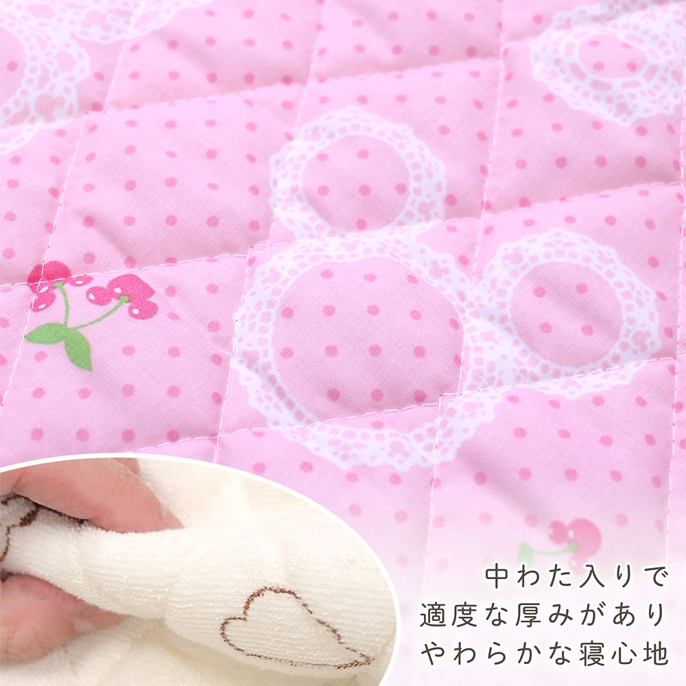 ミッキーアイコン コットカバー キルト 裏面メッシュ ネームタグ付き 選べる3サイズ ピンク NZ8122-F/G/H