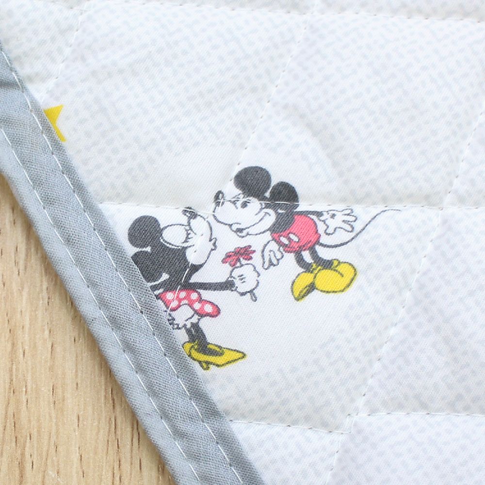 ミッキー ミニー コットカバー キルト 裏面メッシュ 綿100％ ネームタグ付き 選べる3サイズ グレー NZ8123-F/G/H