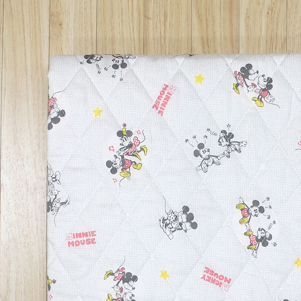 ミッキー ミニー 防水 コットカバー キルト 裏面防水 綿100％ ネームタグ付き 選べる3サイズ グレー NZ8123-J/K/L