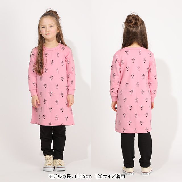 【ベビードール】ミニー ワンピース 6052K / ベビーサイズ キッズ 長袖 ワンピ スカート 総柄 春秋冬