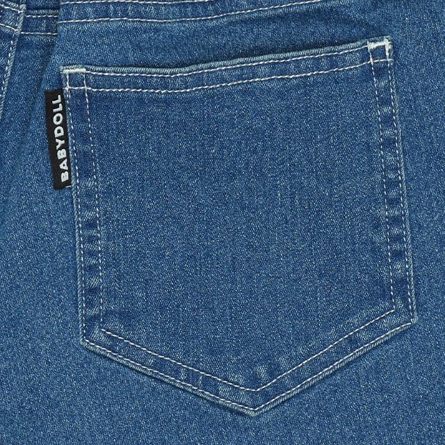 【ベビードール】ミニー デニムショートパンツ 6056K / ベビーサイズ キッズ ボトム 短パン ショーパン ウエスト総ゴム ゴム穴付き ベルトループ フェイクボタン
