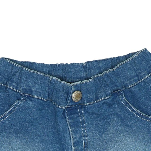 【ベビードール】ミニー デニムショートパンツ 6056K / ベビーサイズ キッズ ボトム 短パン ショーパン ウエスト総ゴム ゴム穴付き ベルトループ フェイクボタン