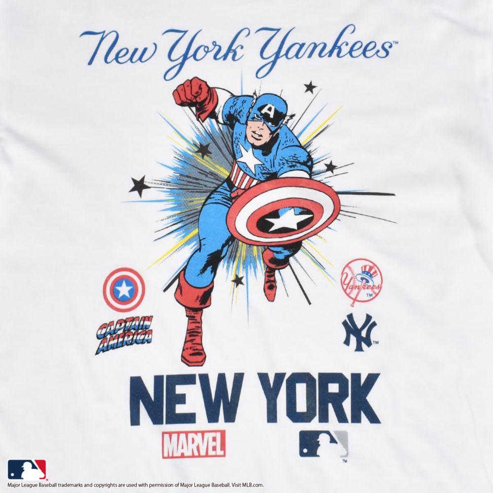 【MARVEL(マーベル)/キャプテン・アメリカ】【MLB/ニューヨーク・ヤンキース】Tシャツ(PONEYCOMB PLATINUM)