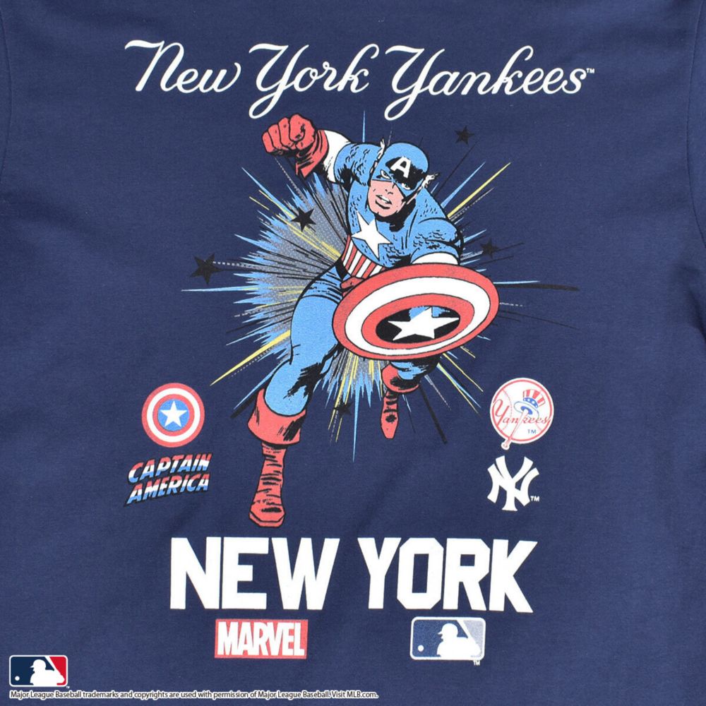 【MARVEL(マーベル)/キャプテン・アメリカ】【MLB/ニューヨーク・ヤンキース】Tシャツ(PONEYCOMB PLATINUM)