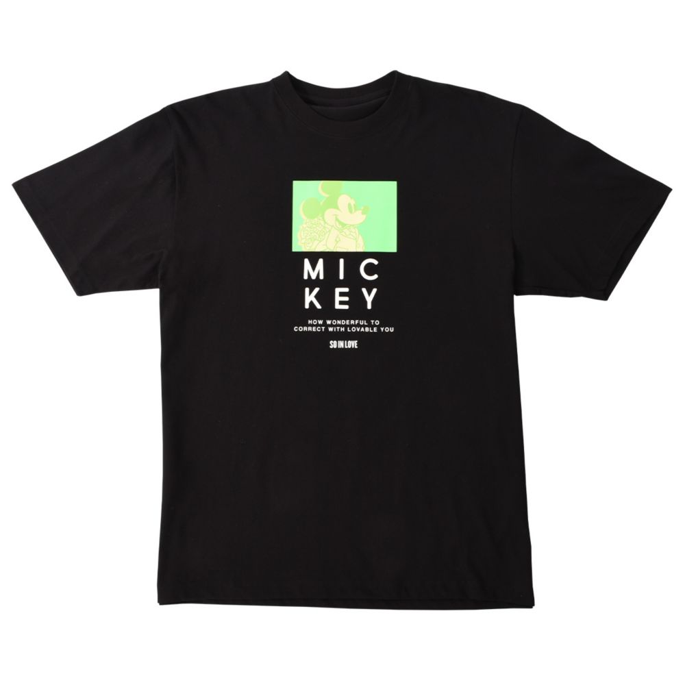 ミッキーマウス/スクエアネオンデザインTシャツ(PONEYCOMB PLATINUM)