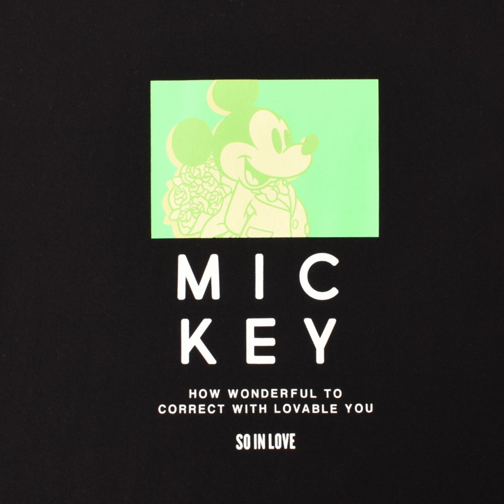 ミッキーマウス/スクエアネオンデザインTシャツ(PONEYCOMB PLATINUM)