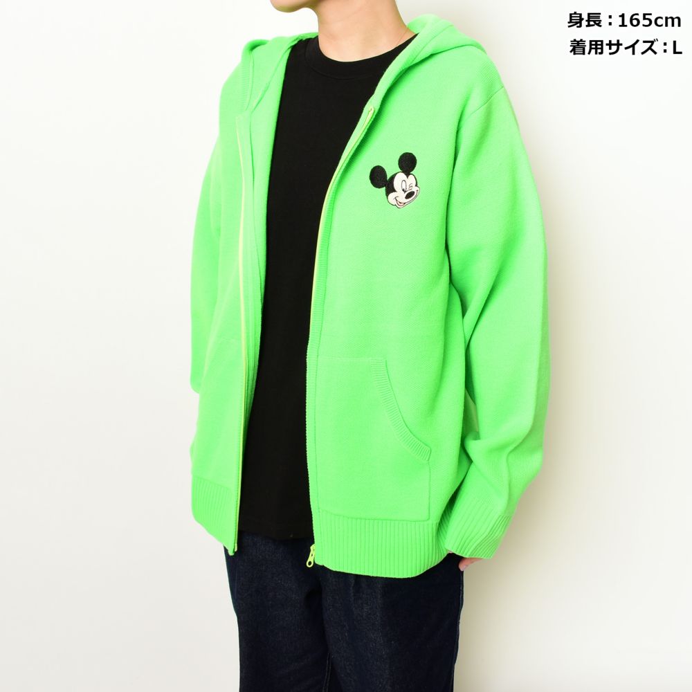 ミッキーマウス 刺繍ニットパーカー