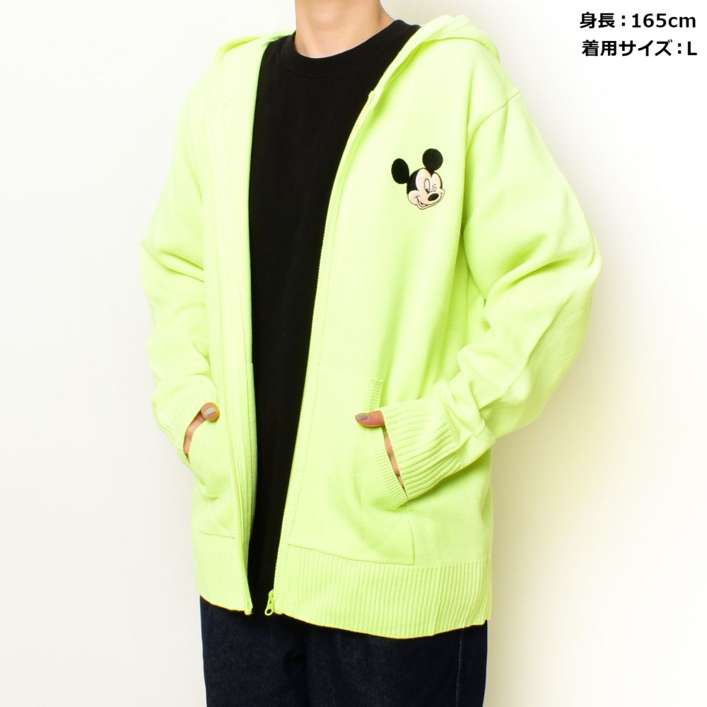 ミッキーマウス 刺繍ニットパーカー