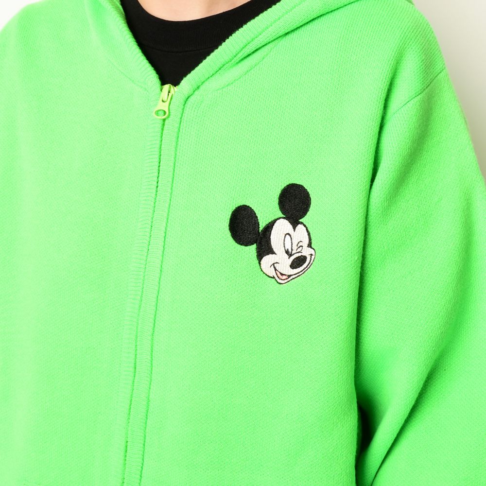 ミッキーマウス 刺繍ニットパーカー