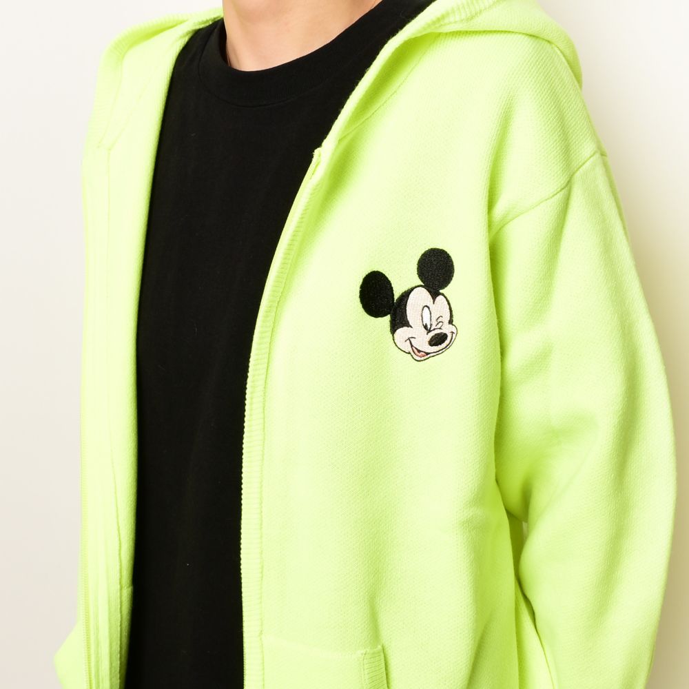 ミッキーマウス 刺繍ニットパーカー
