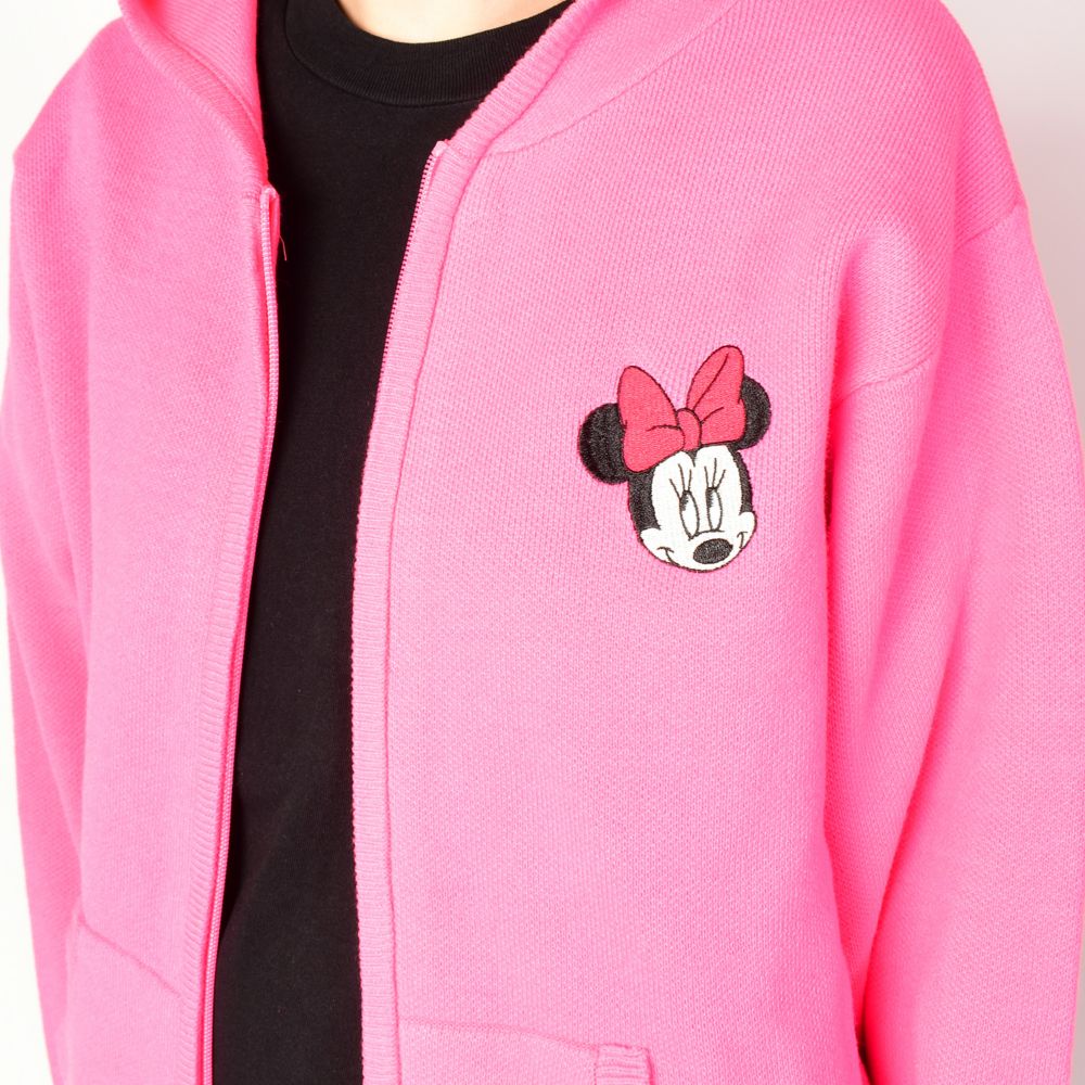ミニーマウス 刺繍ニットパーカー