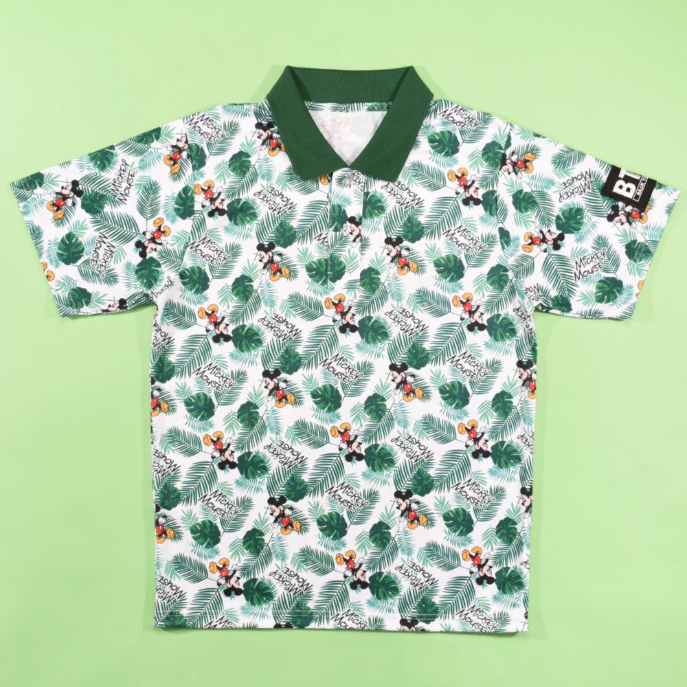 ミッキーマウス リーフ柄ポロシャツ